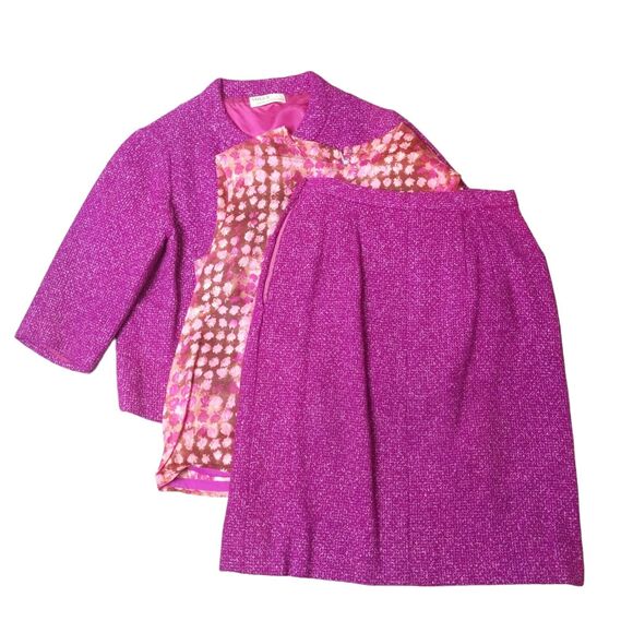 Mod Vtg 60s Designer Vogue Young Fashionables Wool Jacket/Skirt & Silk Top READ - Picture 1 of 16